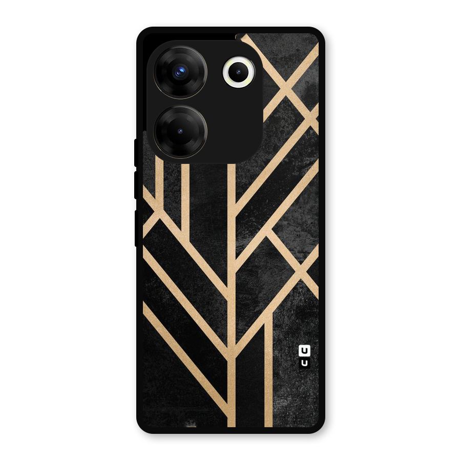 Tri Lines Gold Metal Back Case for Tecno Camon 20