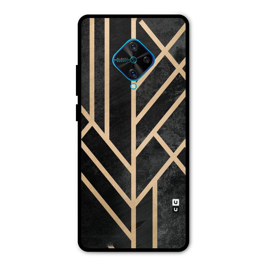 Tri Lines Gold Metal Back Case for Vivo S1 Pro
