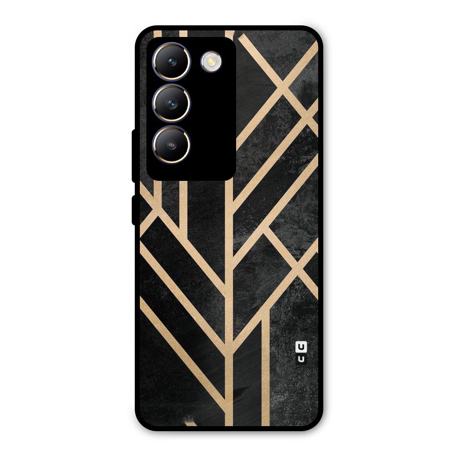 Tri Lines Gold Metal Back Case for Vivo T3 5G