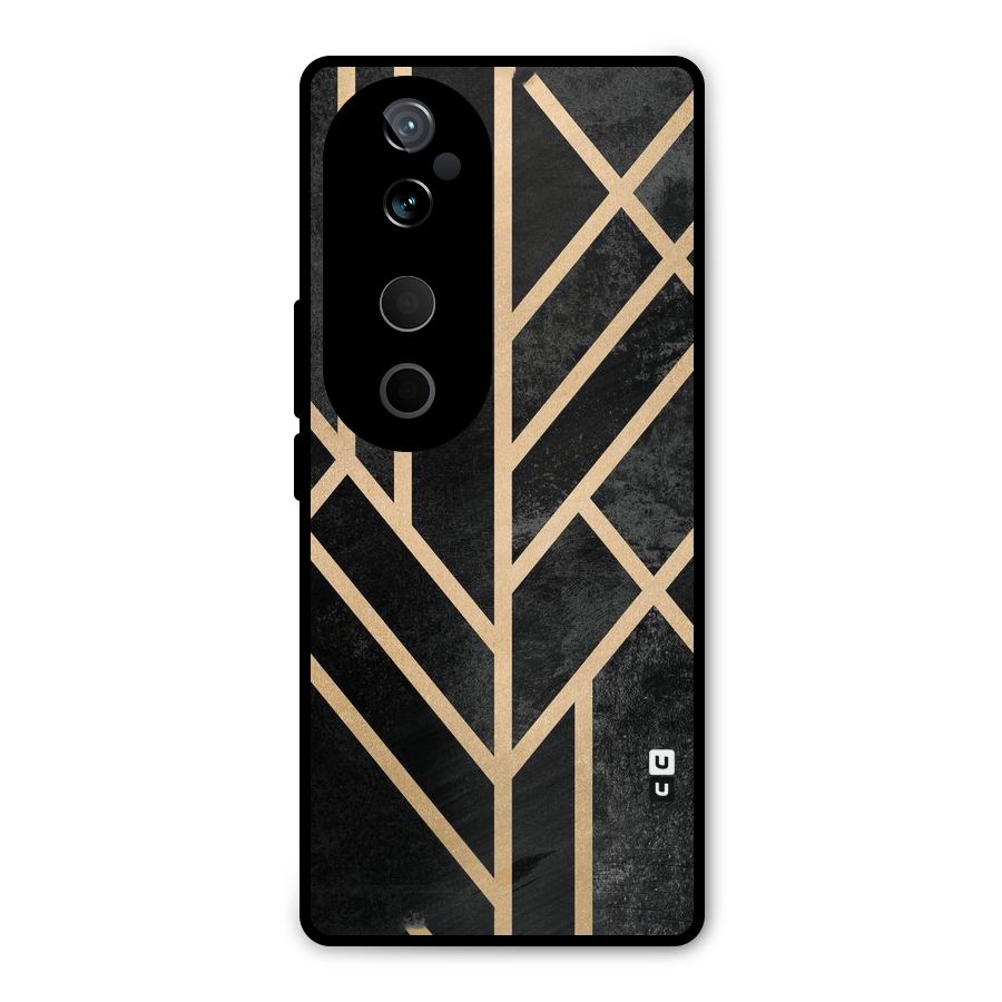 Tri Lines Gold Metal Back Case for Vivo T3 Ultra