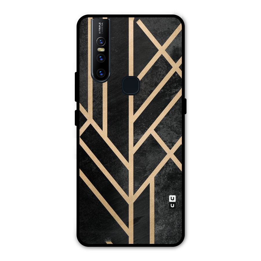 Tri Lines Gold Metal Back Case for Vivo V15
