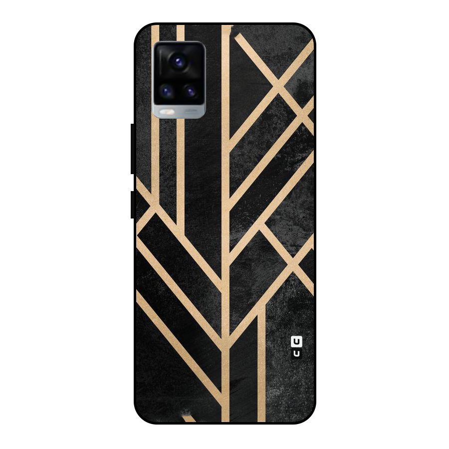 Tri Lines Gold Metal Back Case for Vivo V20 2021