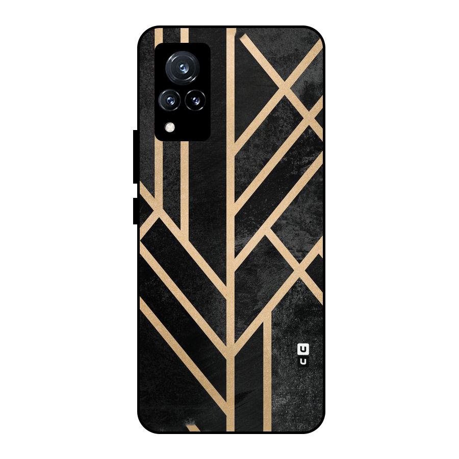 Tri Lines Gold Metal Back Case for Vivo V21 5G
