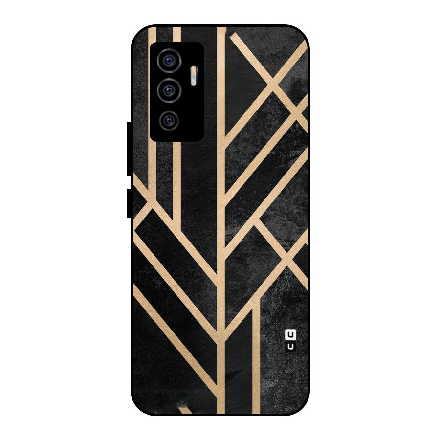 Tri Lines Gold Metal Back Case for Vivo V23e