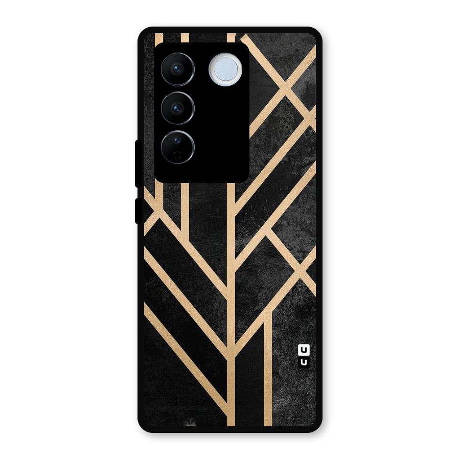 Tri Lines Gold Metal Back Case for Vivo V27