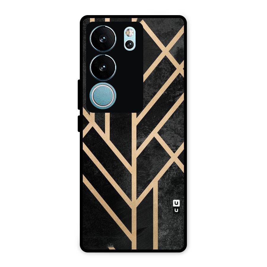 Tri Lines Gold Metal Back Case for Vivo V29
