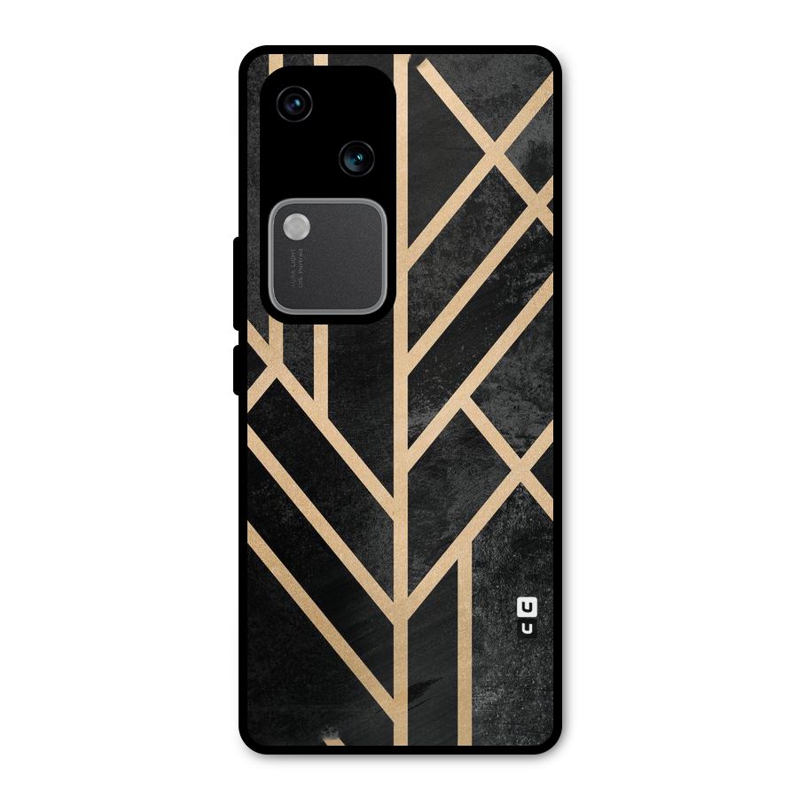 Tri Lines Gold Metal Back Case for Vivo V30