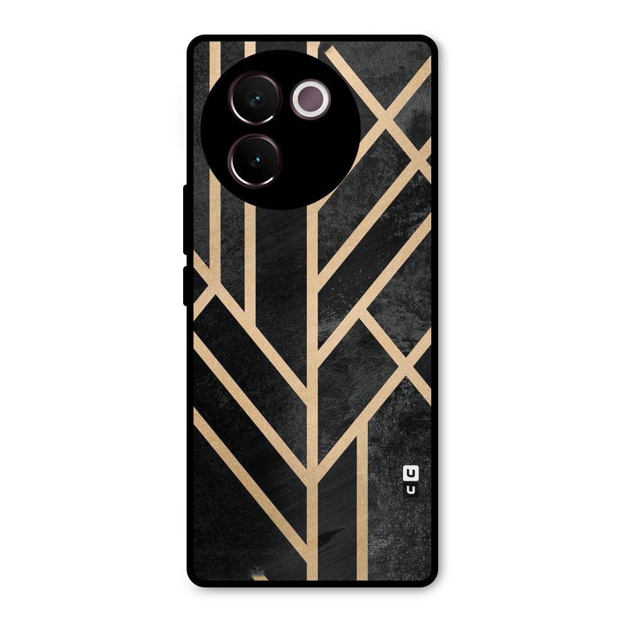 Tri Lines Gold Metal Back Case for Vivo V30e