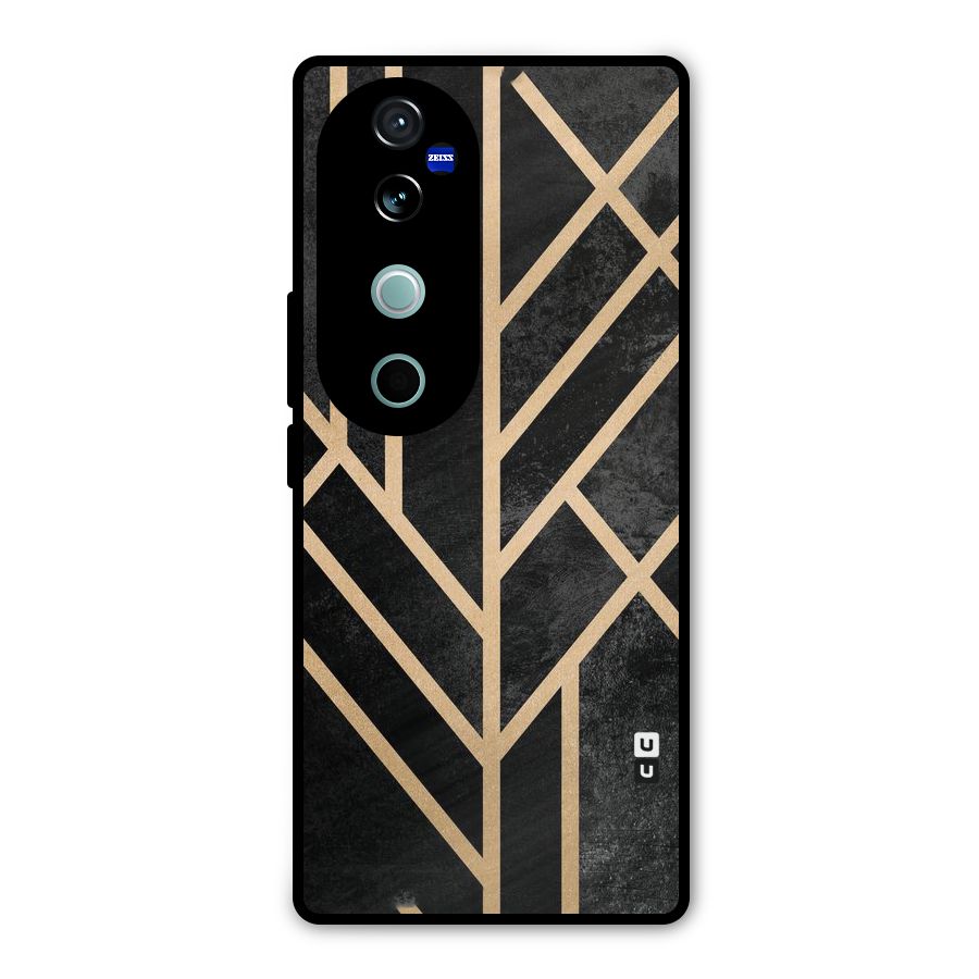 Tri Lines Gold Metal Back Case for Vivo V40 Pro