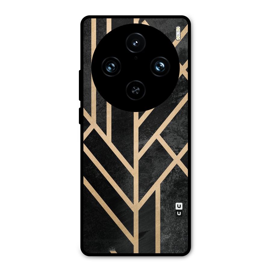 Tri Lines Gold Metal Back Case for Vivo X100 Pro