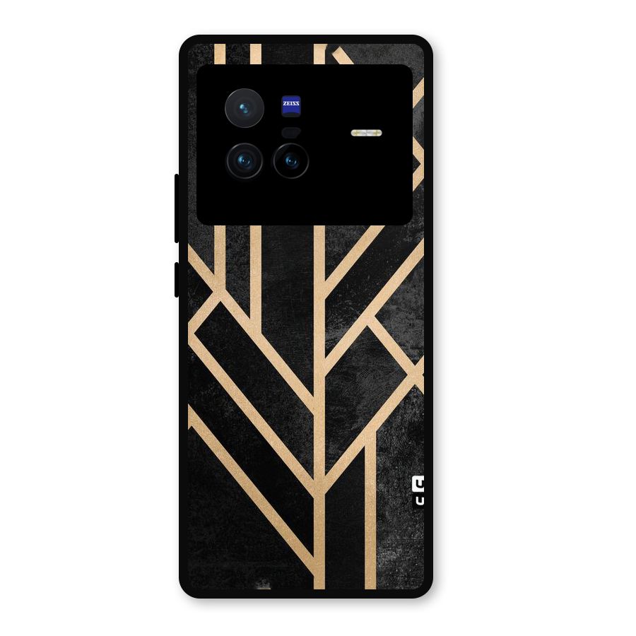 Tri Lines Gold Metal Back Case for Vivo X80
