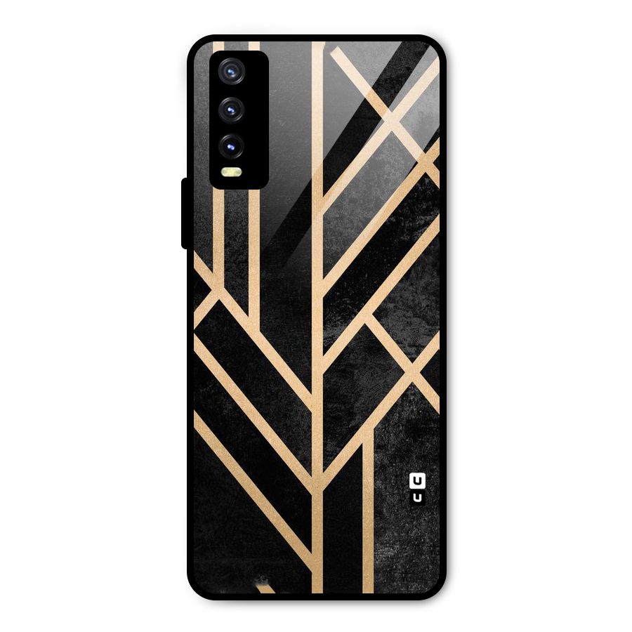 Tri Lines Gold Metal Back Case for Vivo Y20g
