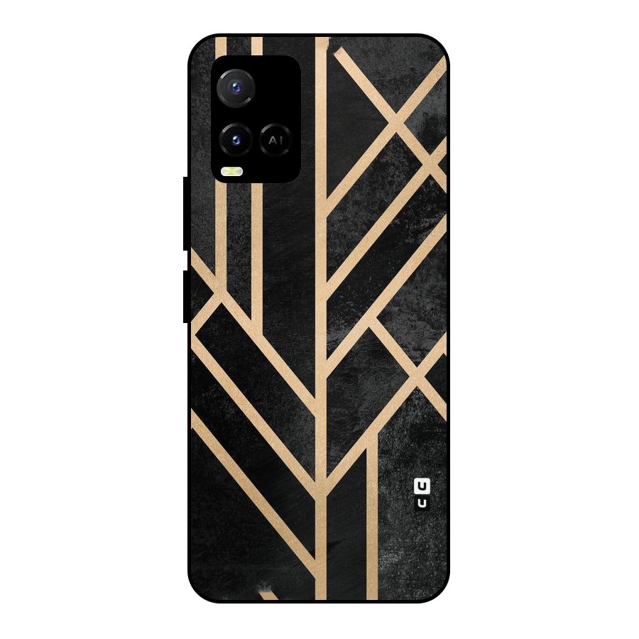 Tri Lines Gold Metal Back Case for Vivo Y21T