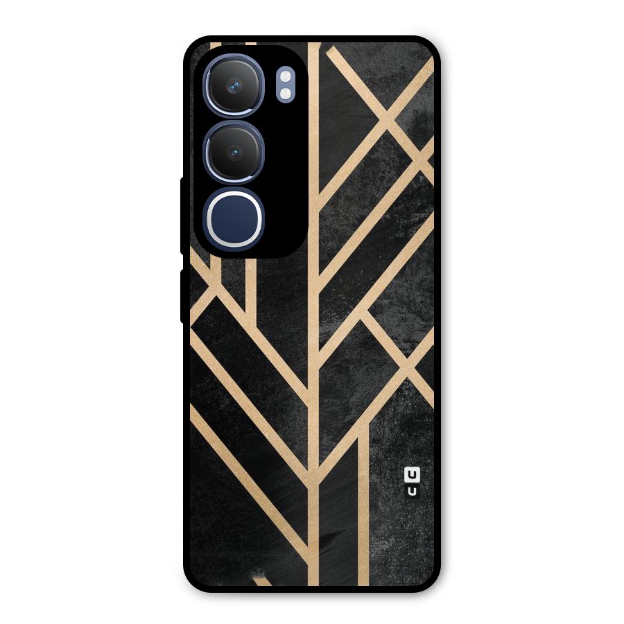 Tri Lines Gold Metal Back Case for Vivo Y29