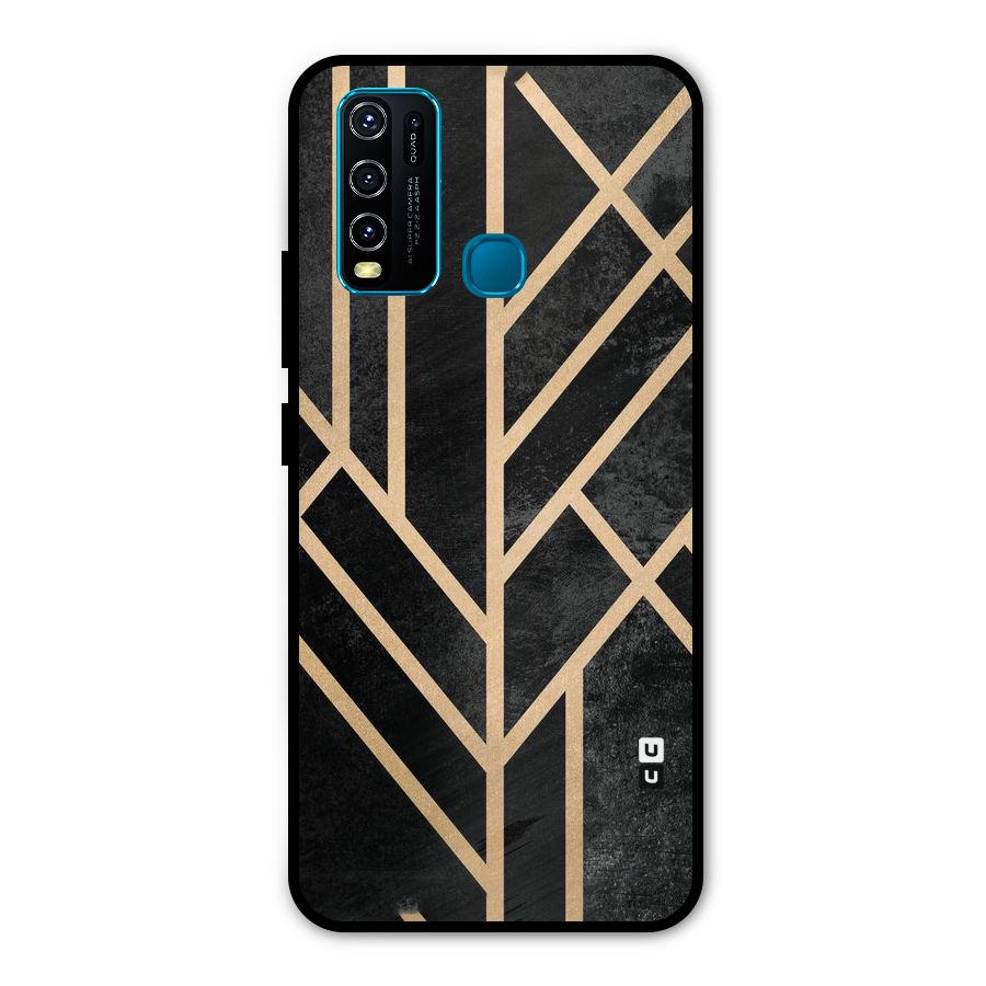 Tri Lines Gold Metal Back Case for Vivo Y50
