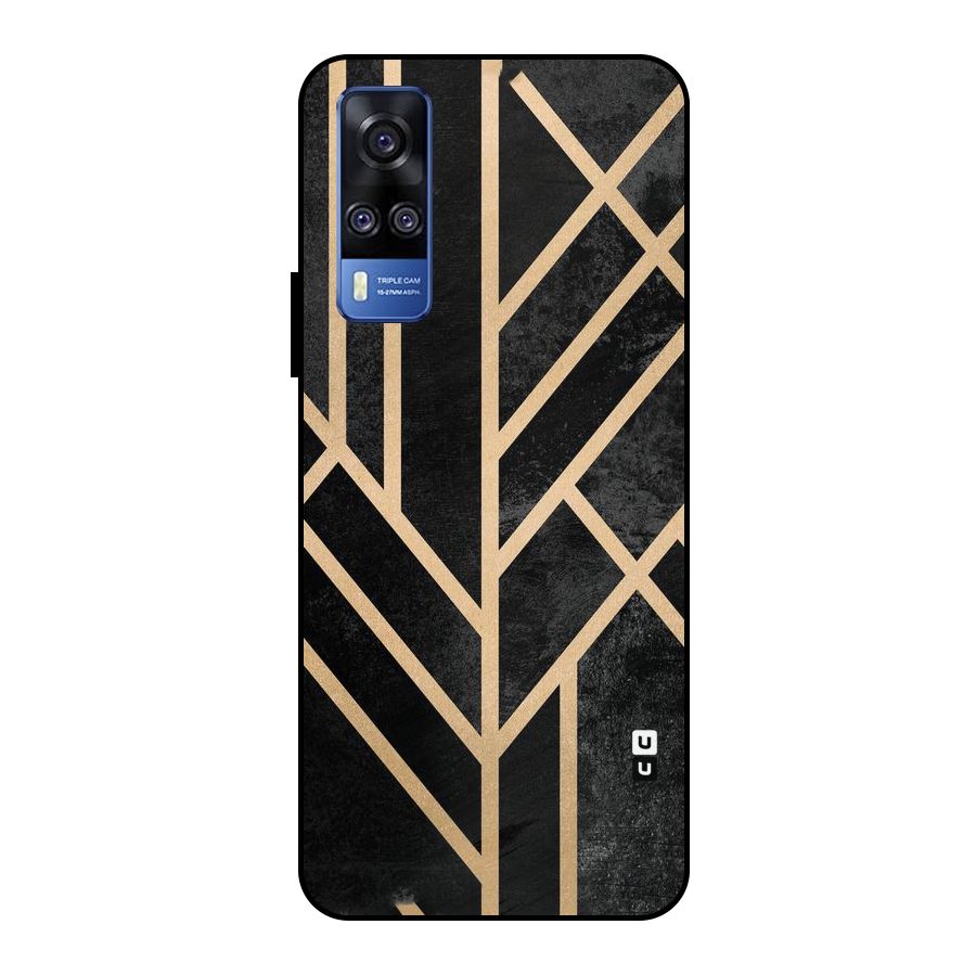 Tri Lines Gold Metal Back Case for Vivo Y51
