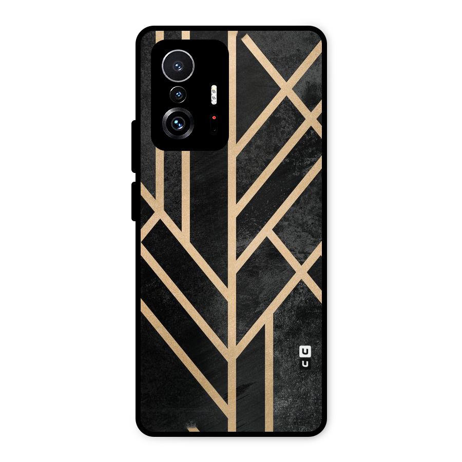 Tri Lines Gold Metal Back Case for Xiaomi 11T Pro