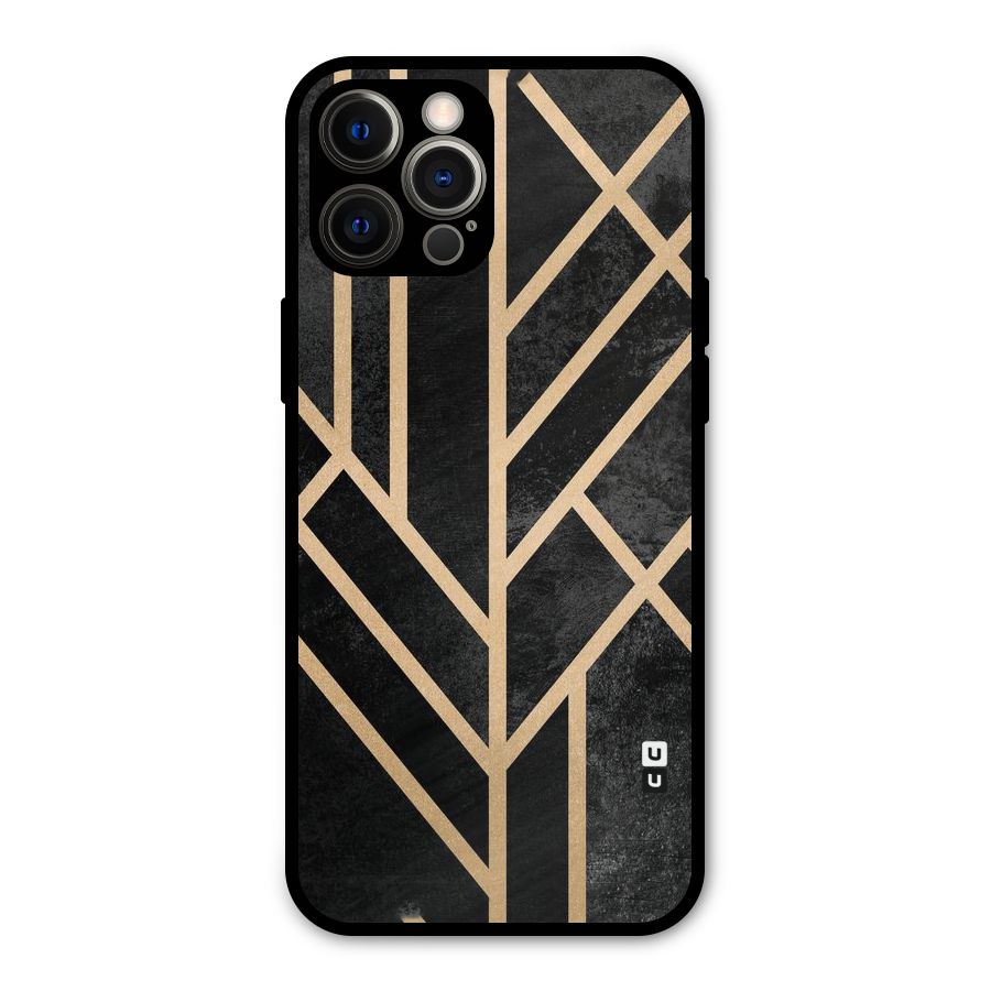 Tri Lines Gold Metal Back Case for iPhone 12 Pro Max