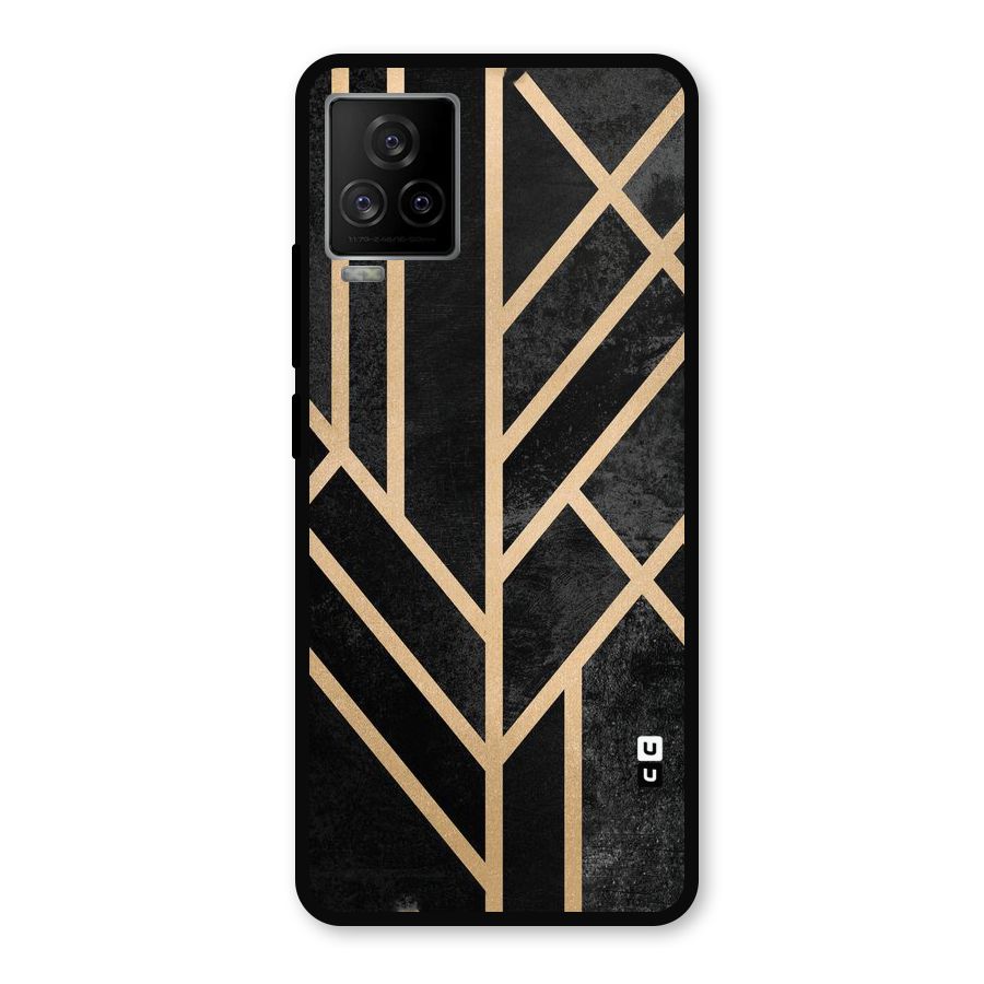 Tri Lines Gold Metal Back Case for iQOO 7 Legend 5G