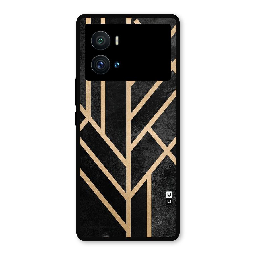 Tri Lines Gold Metal Back Case for iQOO 9 Pro