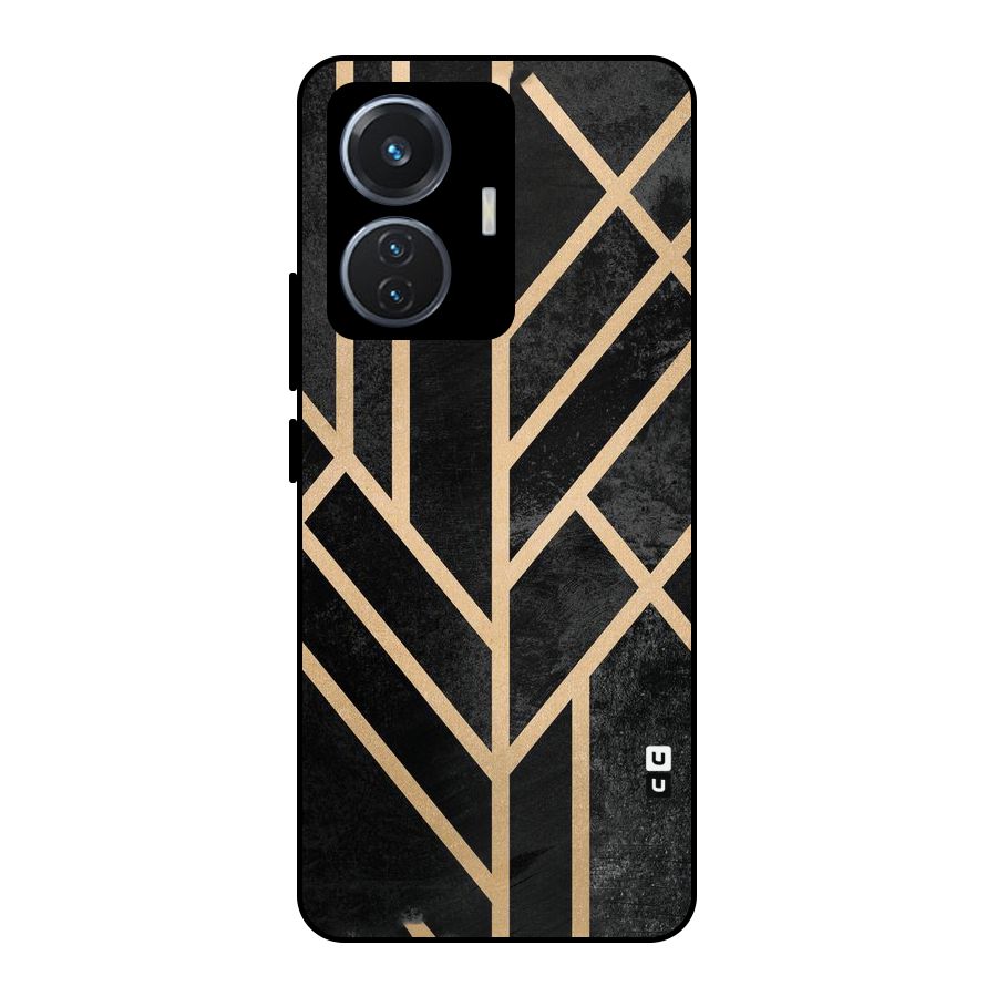 Tri Lines Gold Metal Back Case for iQOO Z6 44W
