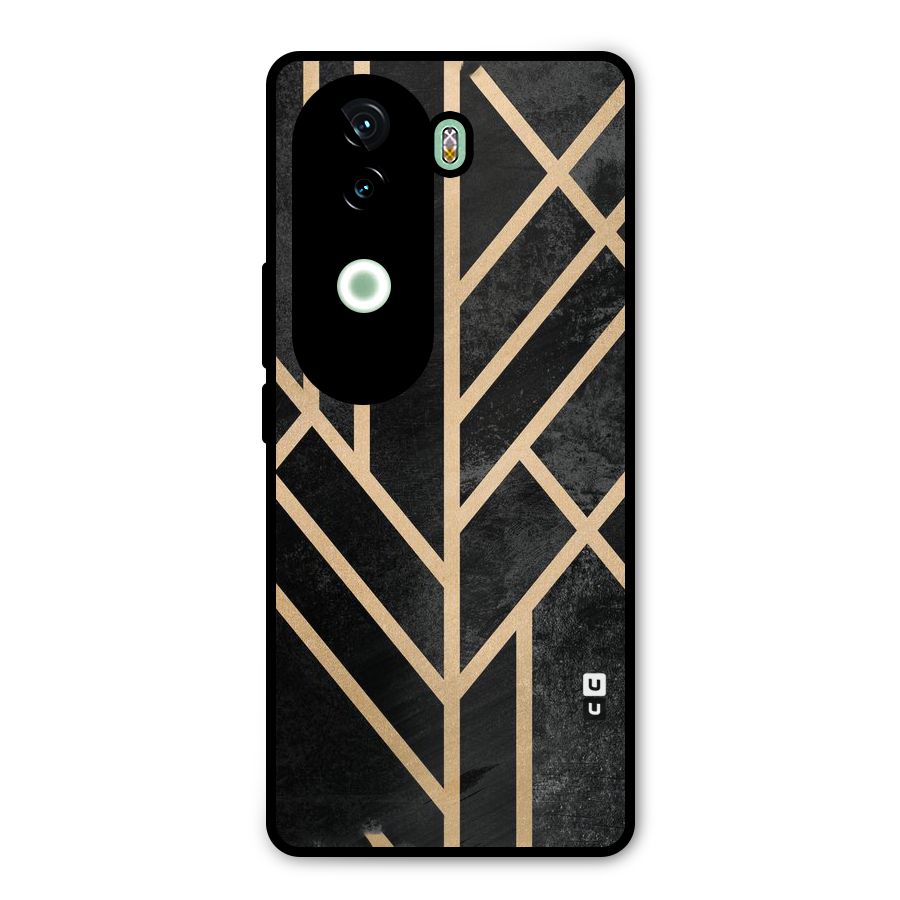 Tri Lines Gold Metal Back Case for iQOO Z9s