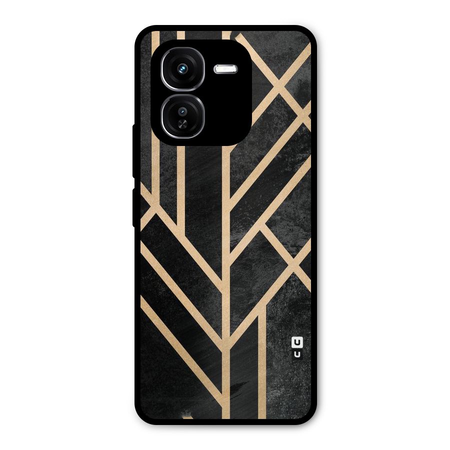 Tri Lines Gold Metal Back Case for iQOO Z9x
