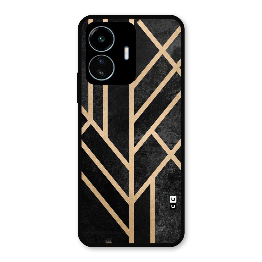 Tri Lines Gold Metal Back Case for vivo iQOO Z6 Lite 5G