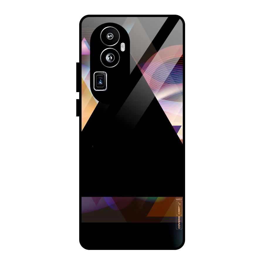 Triangle Black Abstract Glass Back Case for Oppo Reno10 Pro Plus