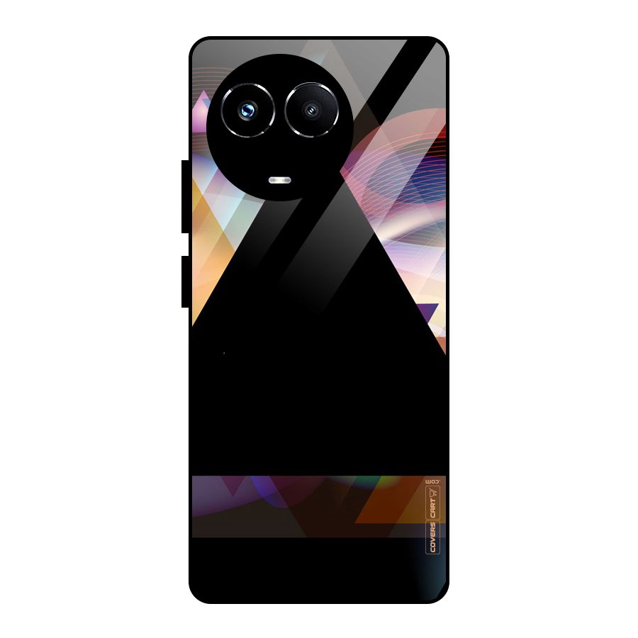 Triangle Black Abstract Glass Back Case for Realme 11X