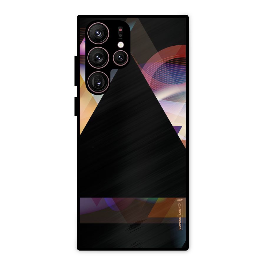 Triangle Black Abstract Metal Back Case for Galaxy S22 Ultra 5G