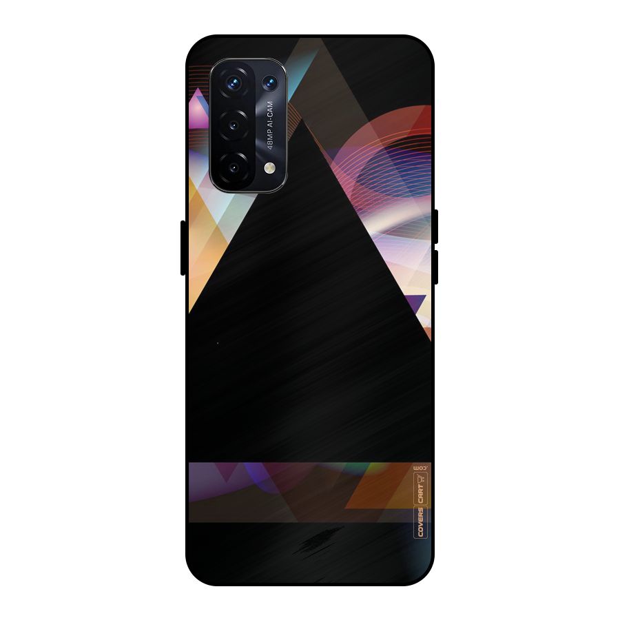 Triangle Black Abstract Metal Back Case for Oppo A74 5G