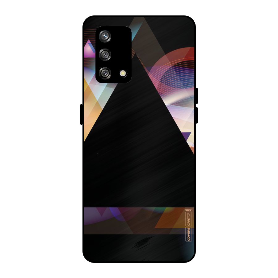 Triangle Black Abstract Metal Back Case for Oppo F19