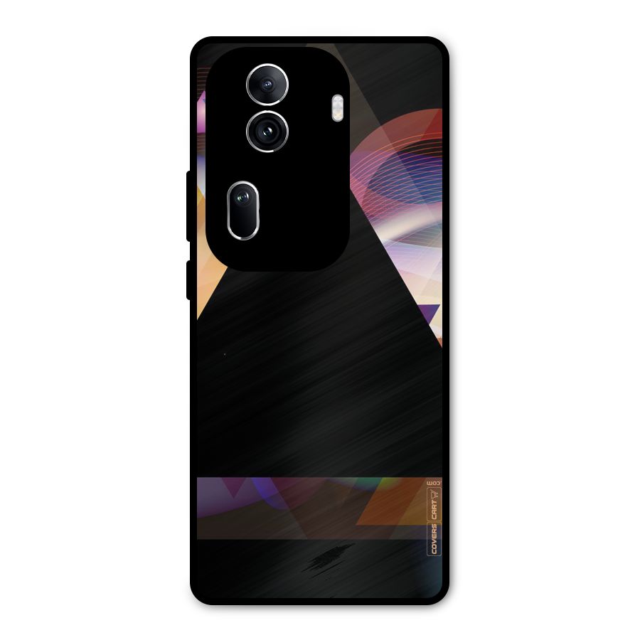 Triangle Black Abstract Metal Back Case for Oppo Reno11 Pro 5G