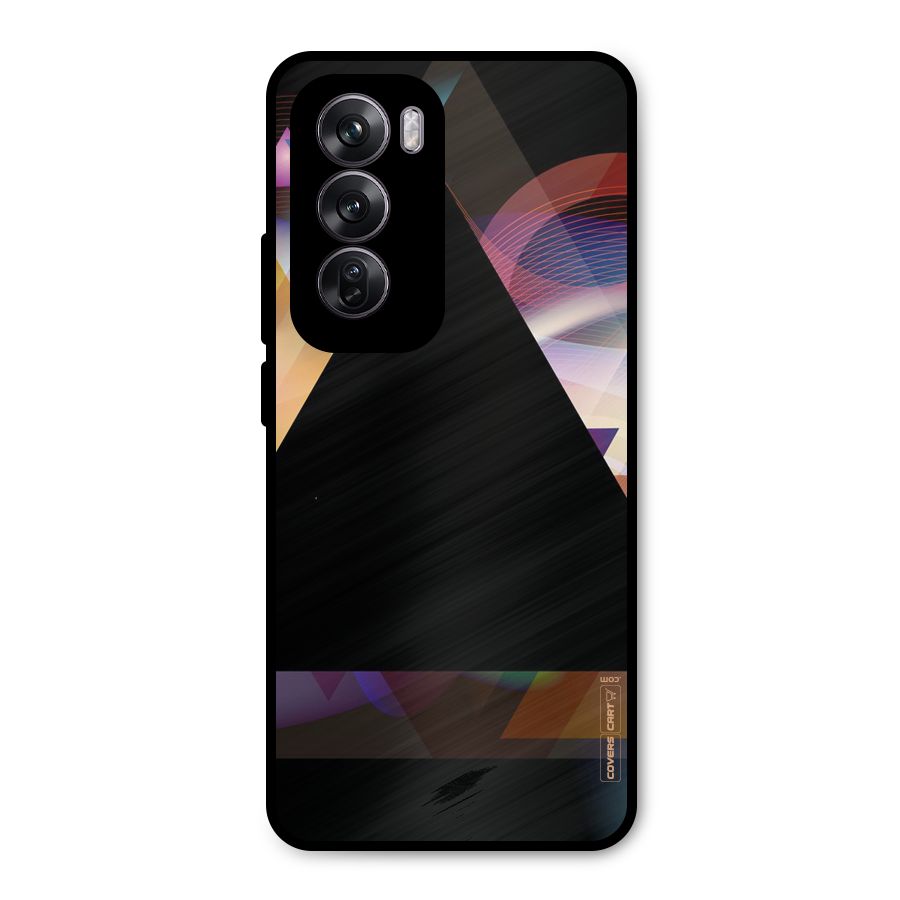 Triangle Black Abstract Metal Back Case for Oppo Reno12 Pro