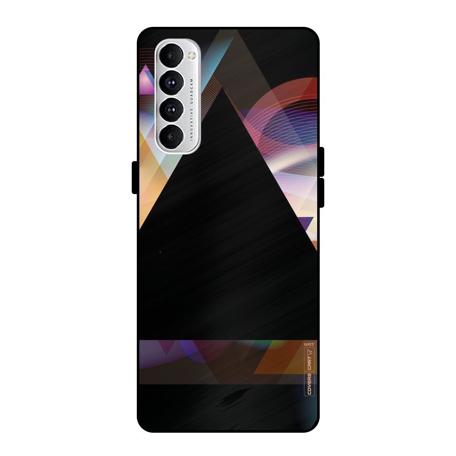 Triangle Black Abstract Metal Back Case for Oppo Reno4 Pro