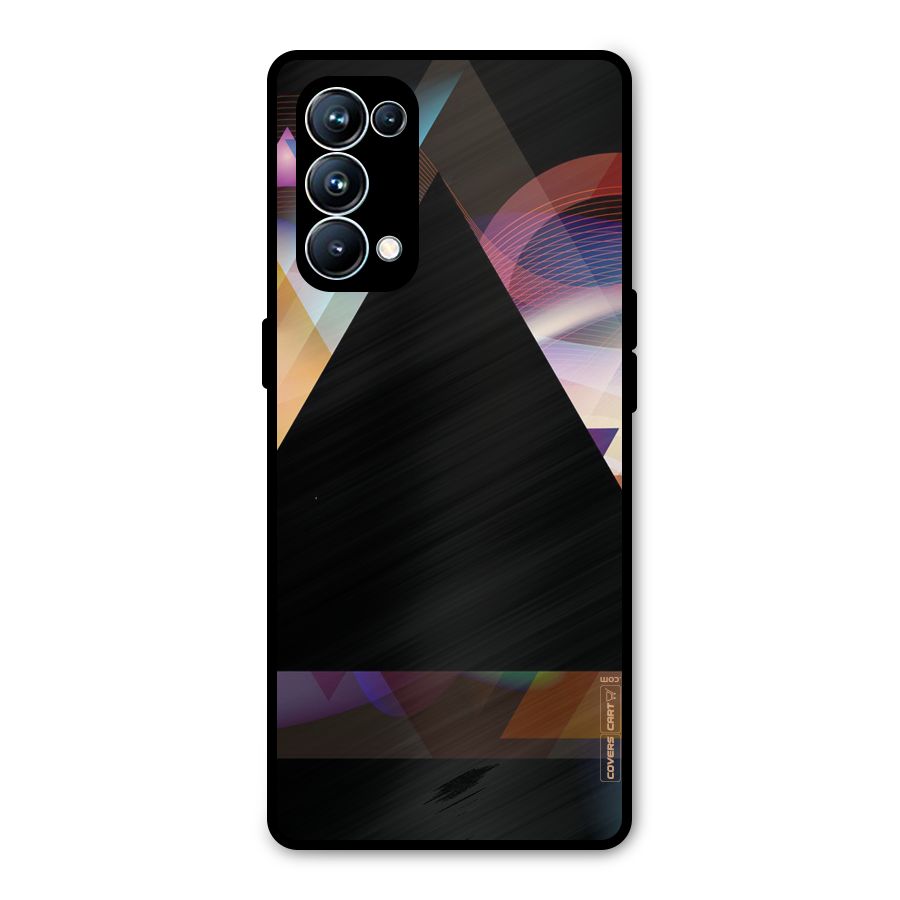 Triangle Black Abstract Metal Back Case for Oppo Reno5 Pro 5G