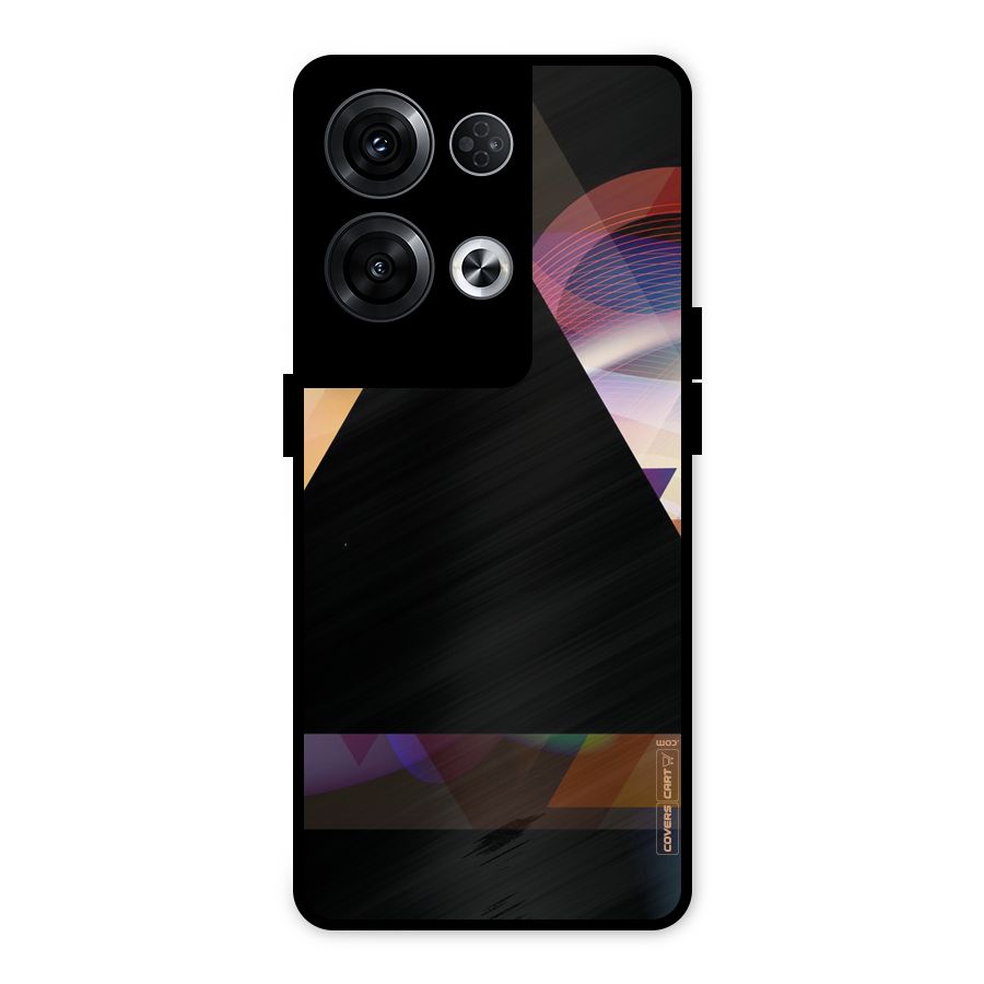 Triangle Black Abstract Metal Back Case for Oppo Reno8 Pro 5G