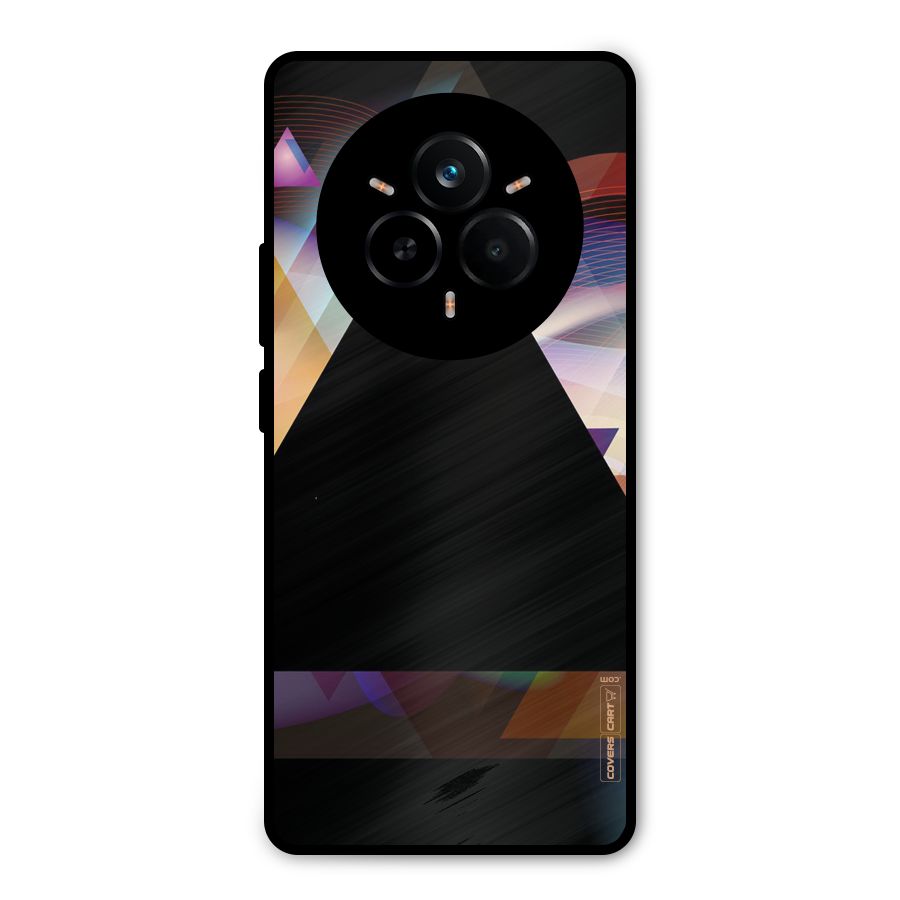 Triangle Black Abstract Metal Back Case for Realme 14 Pro