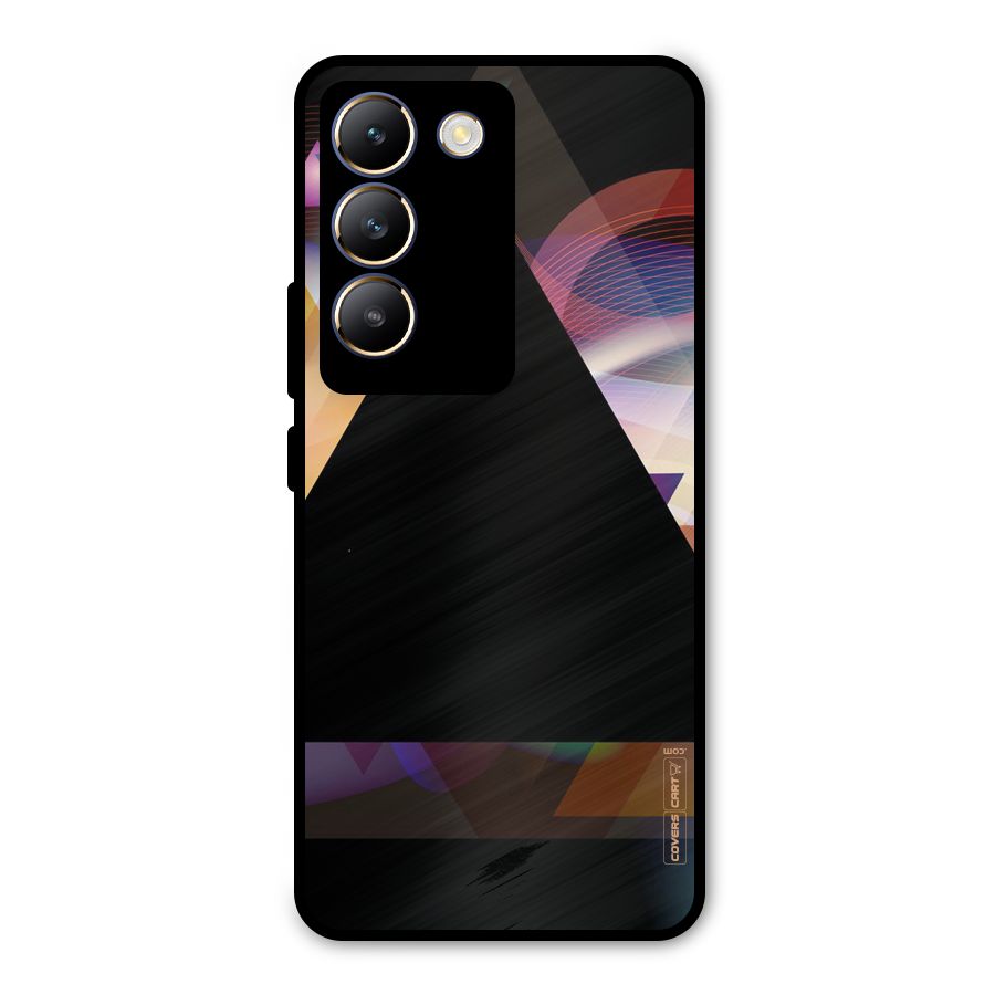 Triangle Black Abstract Metal Back Case for Vivo T3 5G