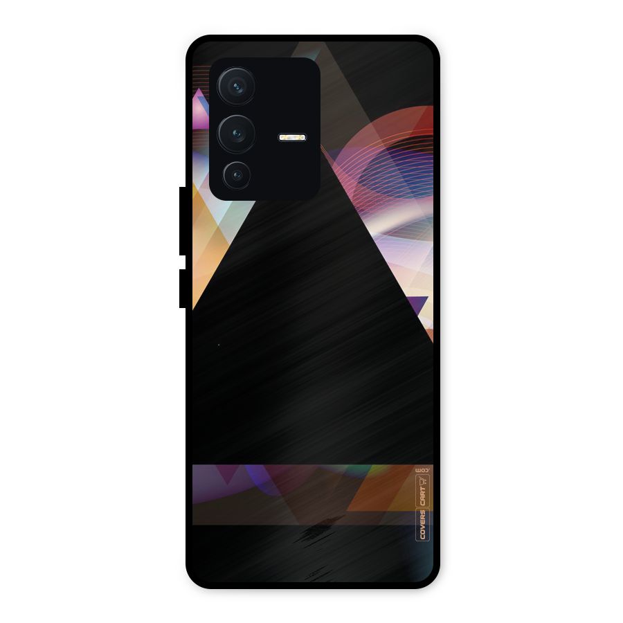 Triangle Black Abstract Metal Back Case for Vivo V23 5G