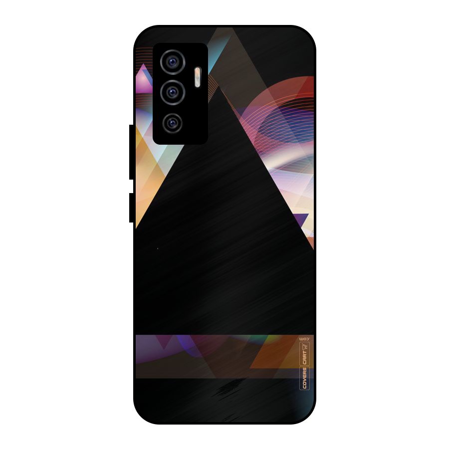 Triangle Black Abstract Metal Back Case for Vivo V23e