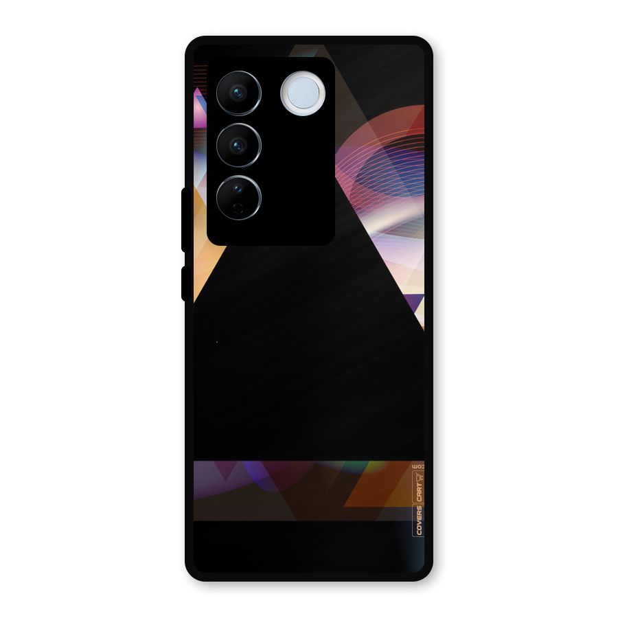 Triangle Black Abstract Metal Back Case for Vivo V27 Pro