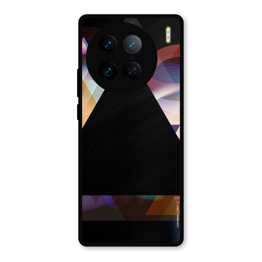 Triangle Black Abstract Metal Back Case for Vivo X90 Pro