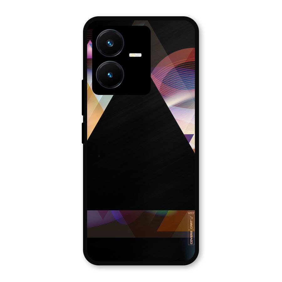 Triangle Black Abstract Metal Back Case for Vivo Y22s