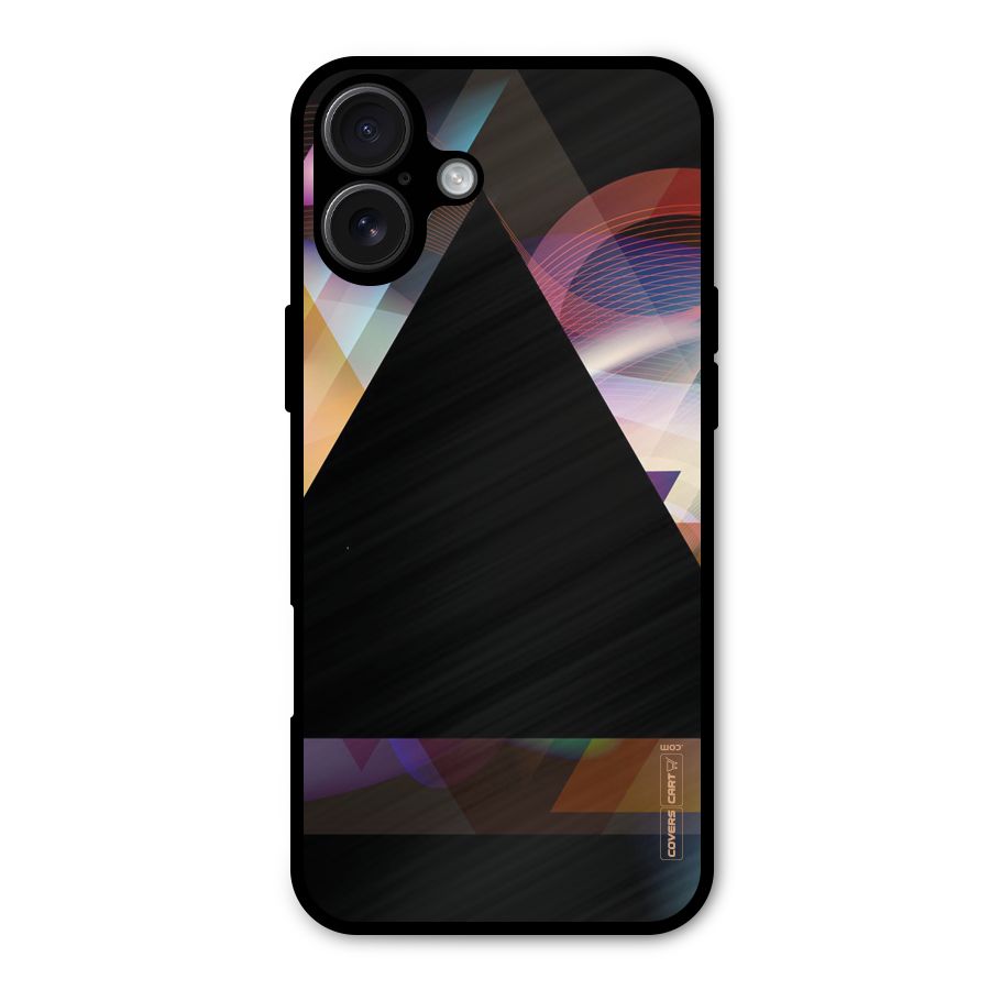Triangle Black Abstract Metal Back Case for iPhone 16 Plus
