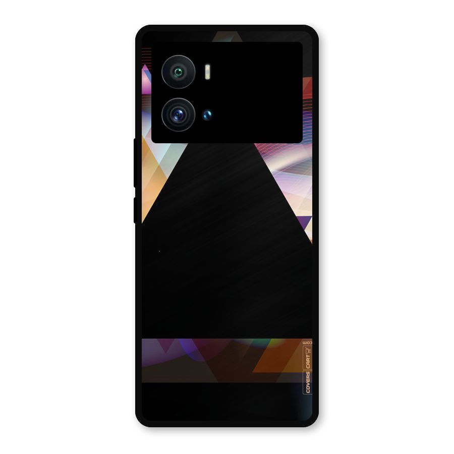 Triangle Black Abstract Metal Back Case for iQOO 9 Pro