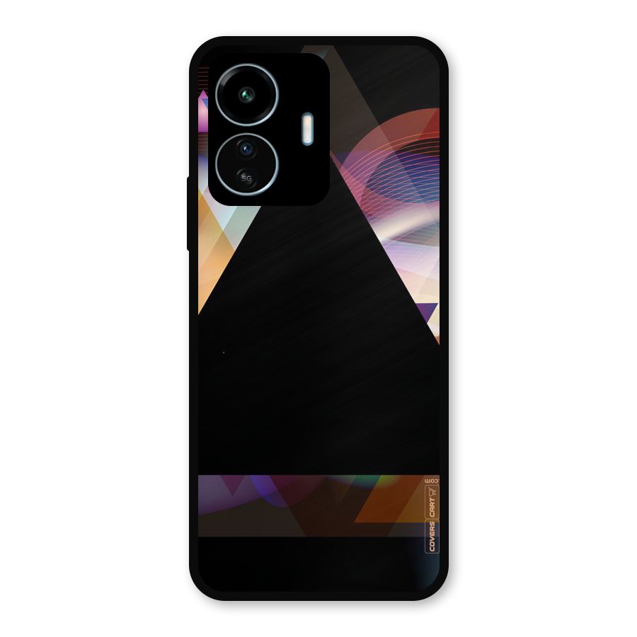Triangle Black Abstract Metal Back Case for vivo iQOO Z6 Lite 5G