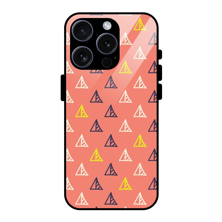 Triangular Boho Pattern Glass Back Case for iPhone 15 Pro