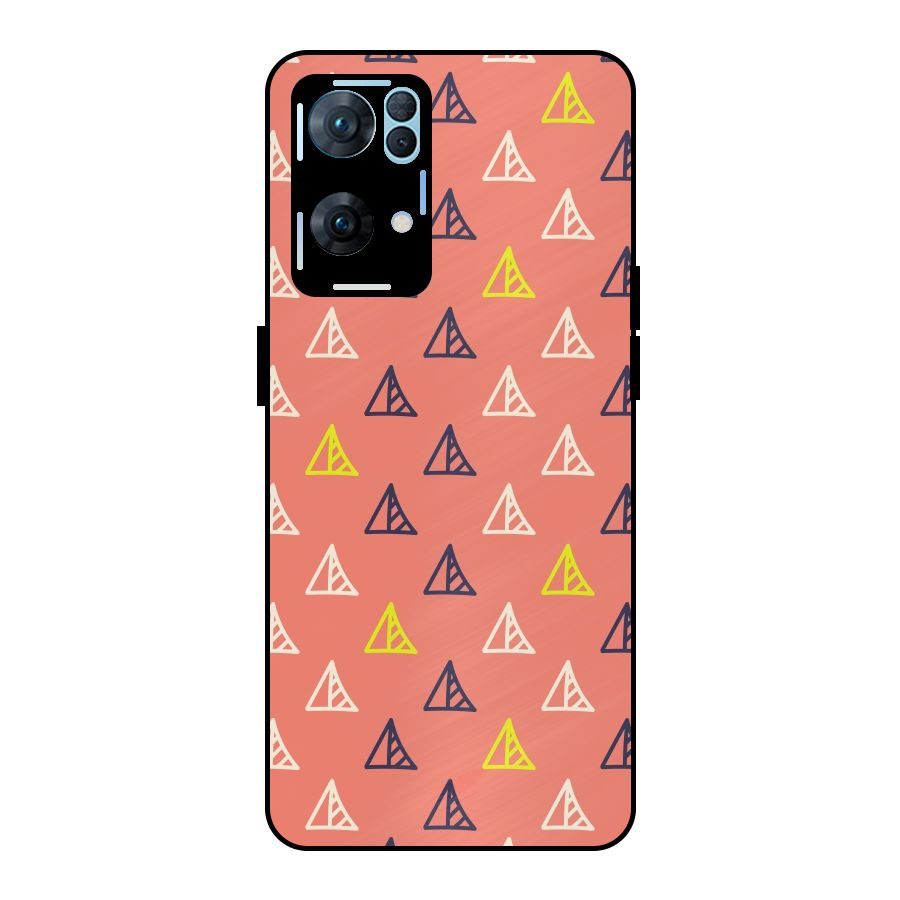 Triangular Boho Pattern Metal Back Case for Oppo Reno7 Pro 5G